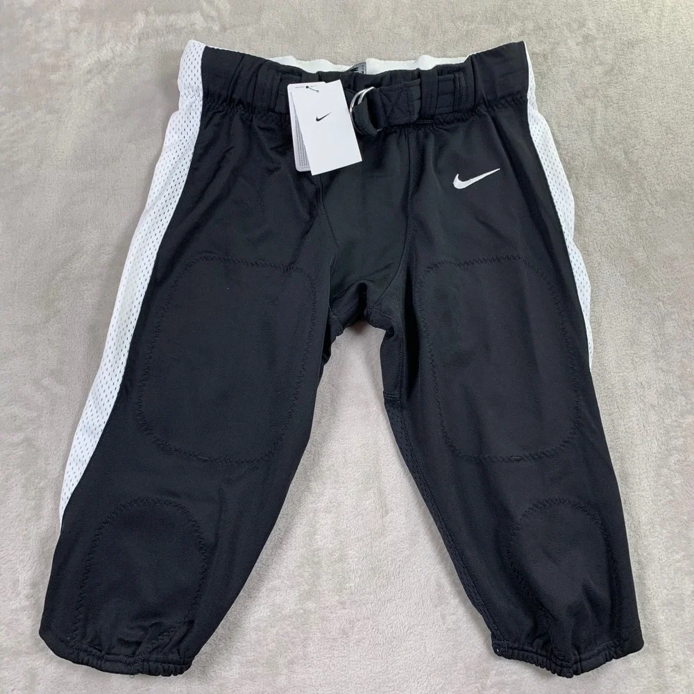 Nike Football Pants Youth Large Black White Mesh Integrated Belt DV3976-012